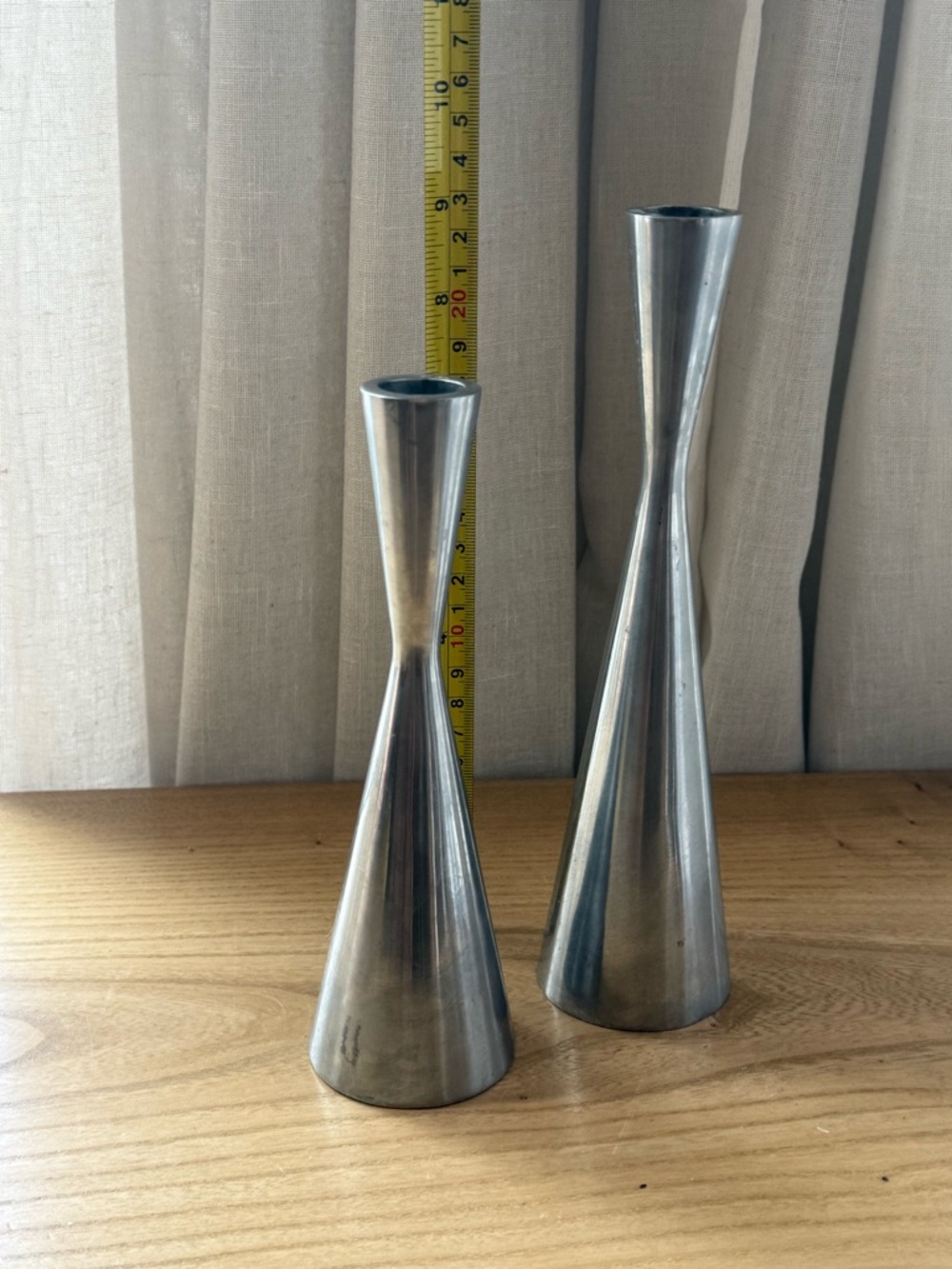 Vintage IKEA Erika Pekkari Candlesticks Set Modern Sculptural Metal - Picture 4 of 6